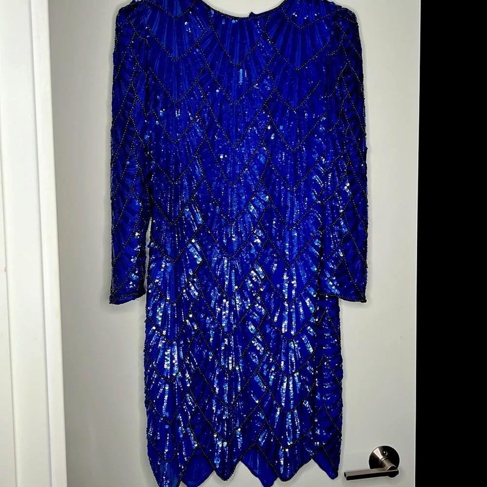 Leslie Fay evenings blue dress. - Picture 1 of 2